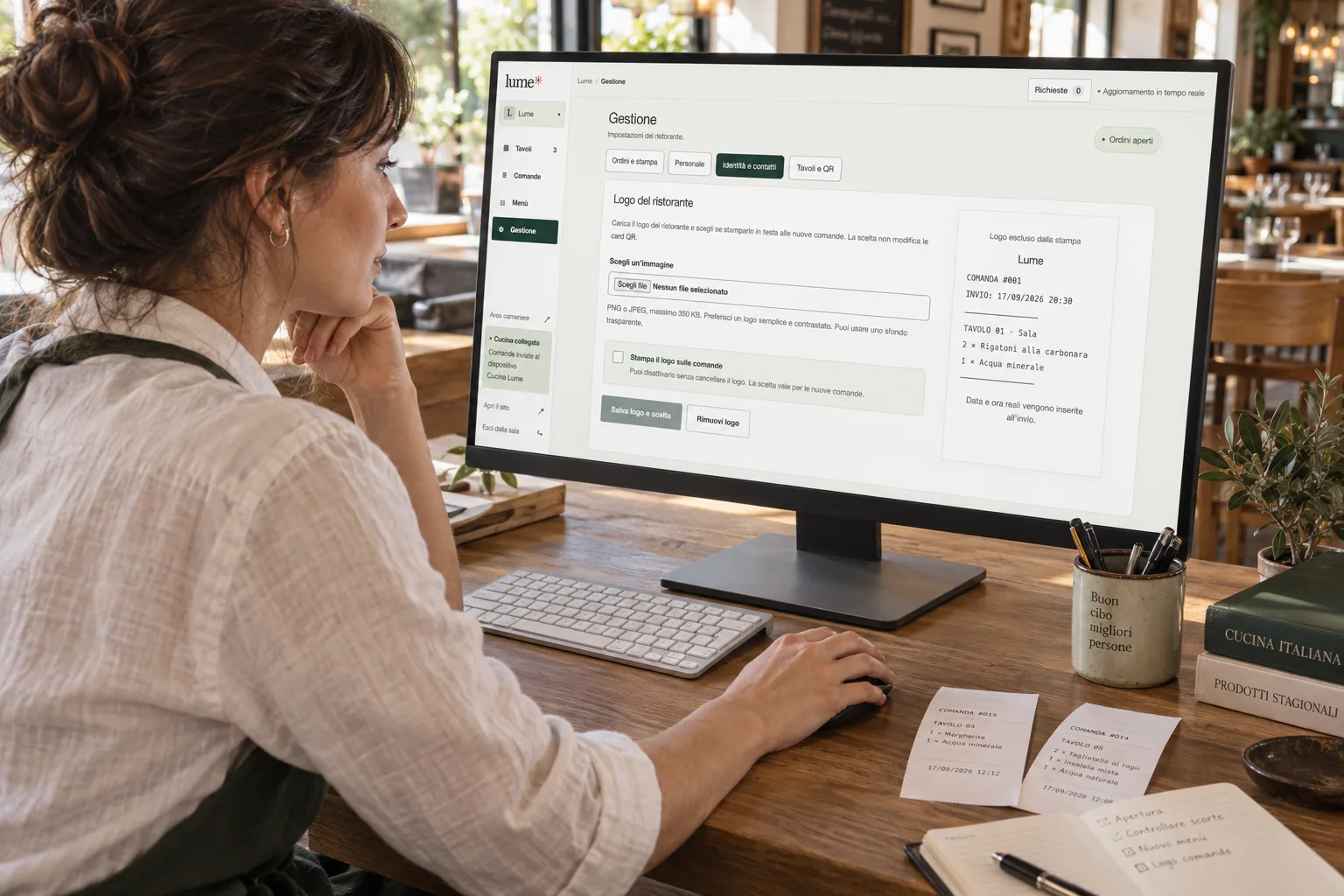 Il titolare configura la personalizzazione della stampa RistoFlow