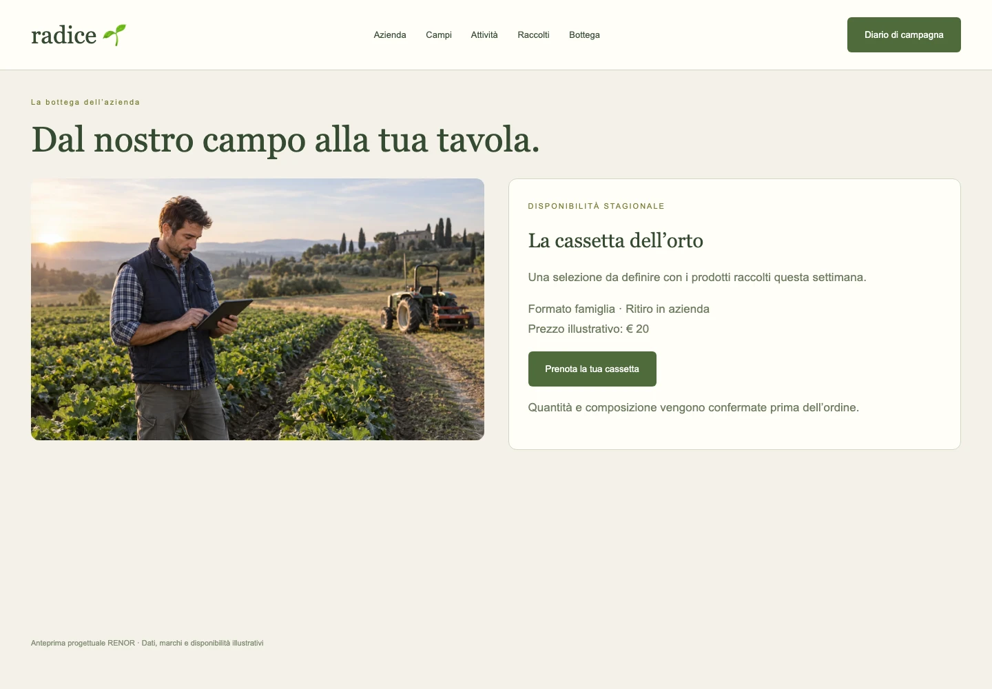 Bottega online — schermata dimostrativa