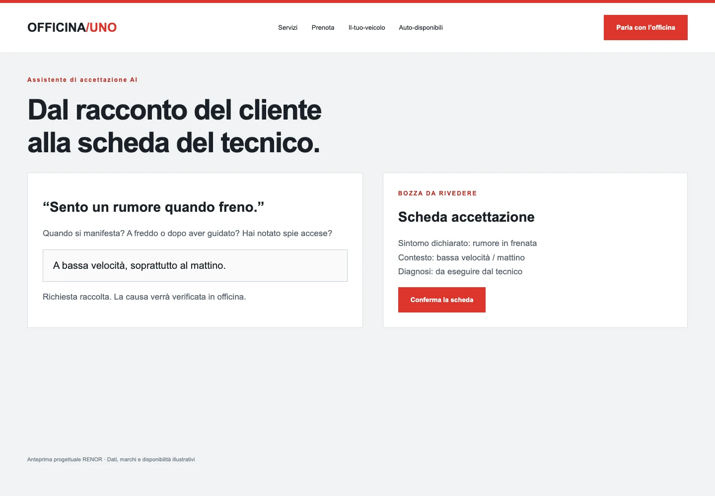 Accettazione AI — schermata dimostrativa
