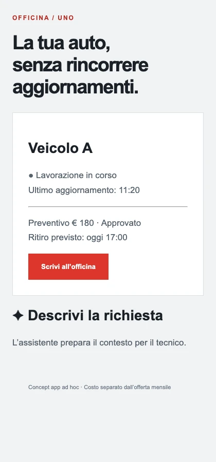 Anteprima dell’app Automotive — concept da sviluppare
