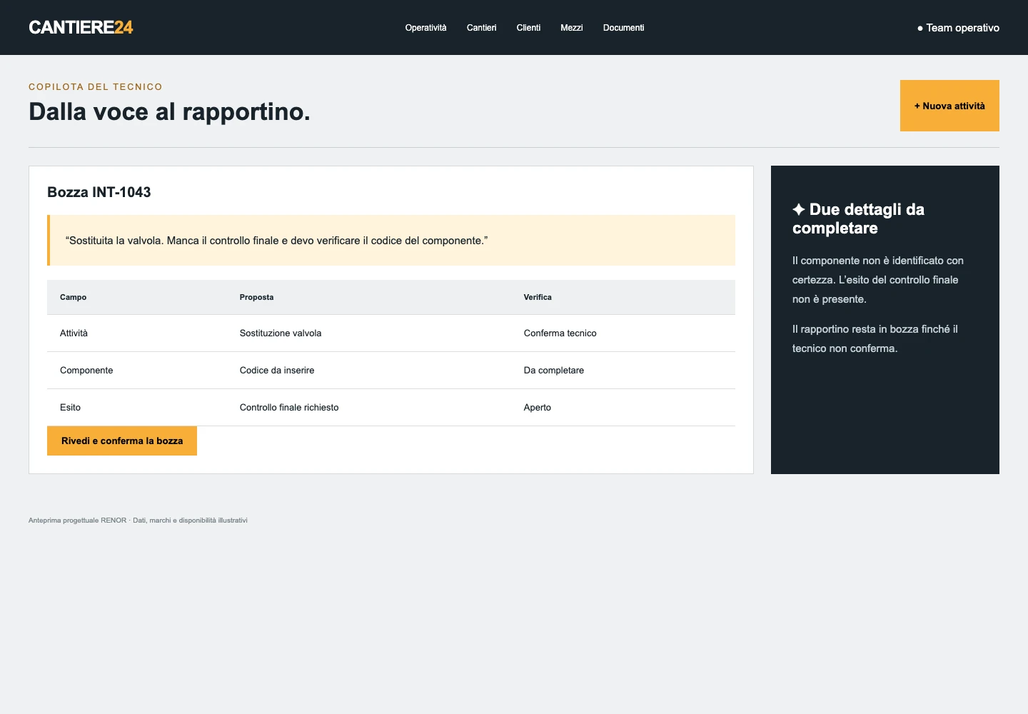 Rapportini AI — schermata dimostrativa