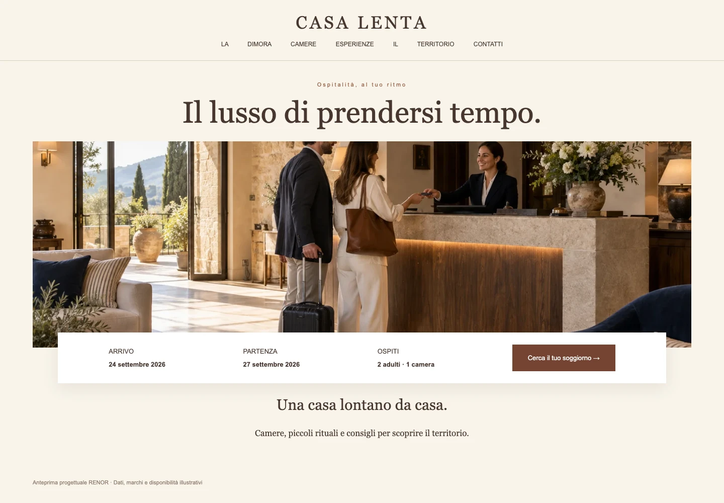 Il sito della struttura — schermata dimostrativa