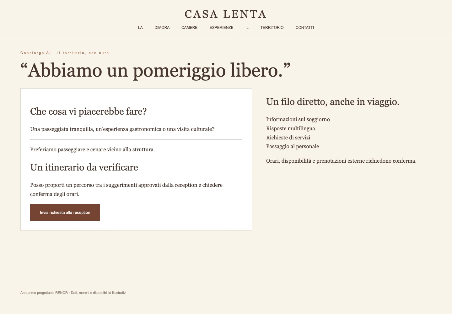 Concierge AI — schermata dimostrativa
