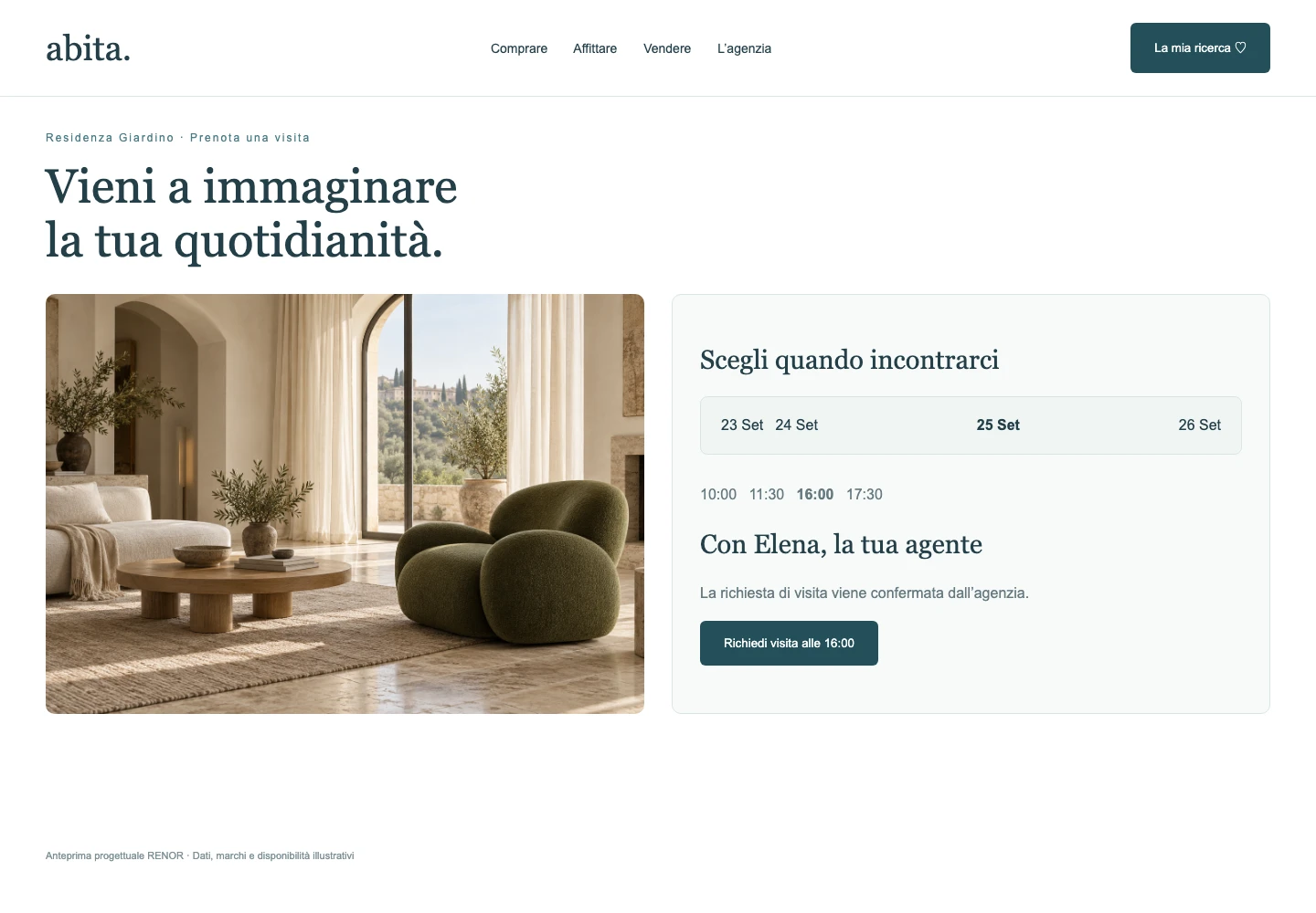 Richiedi una visita — schermata dimostrativa