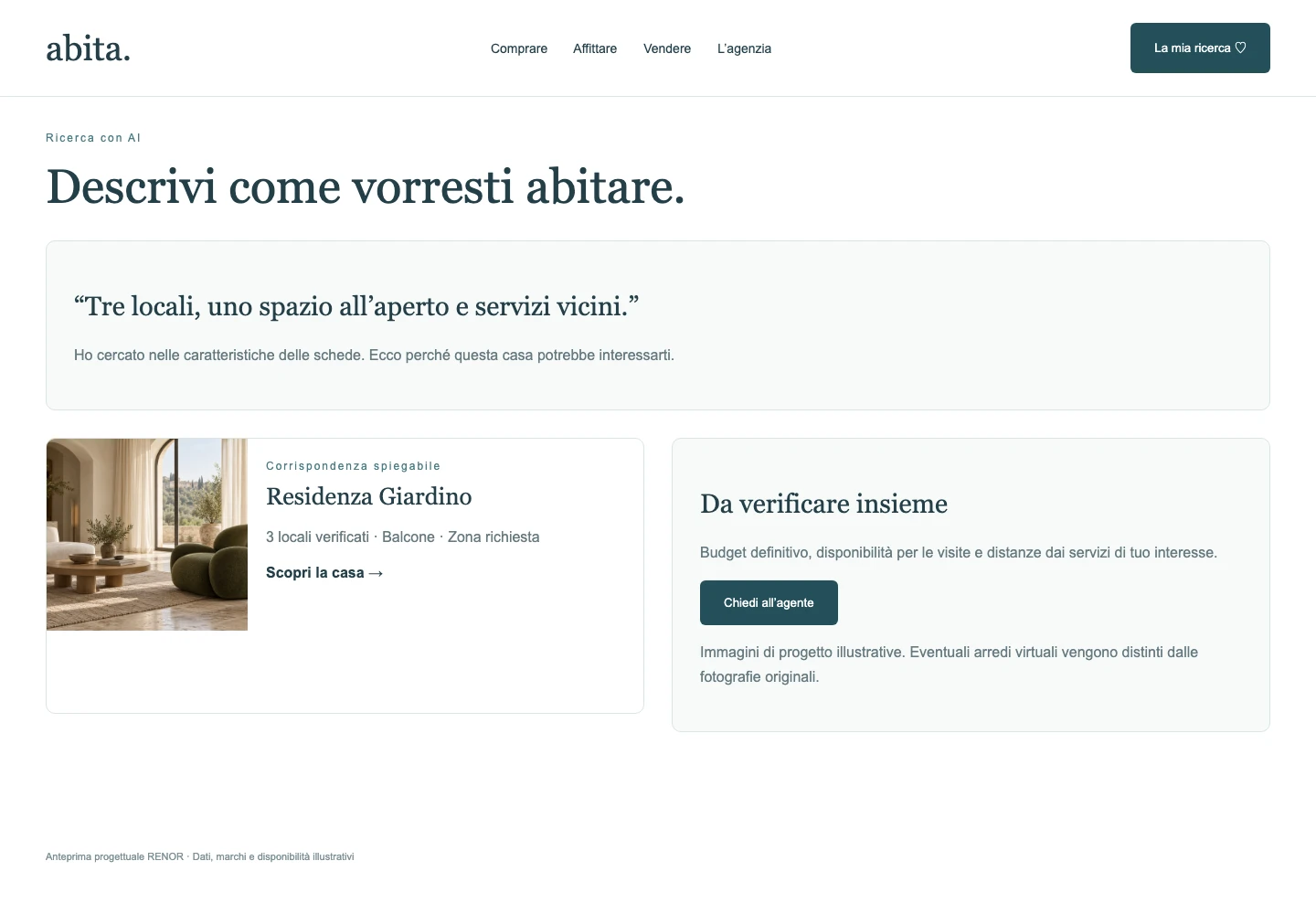 Ricerca AI — schermata dimostrativa