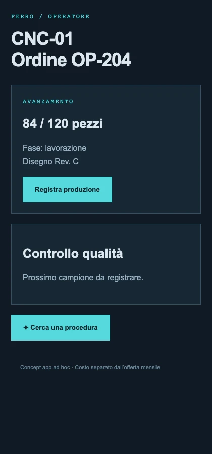 Anteprima dell’app Industria — concept da sviluppare