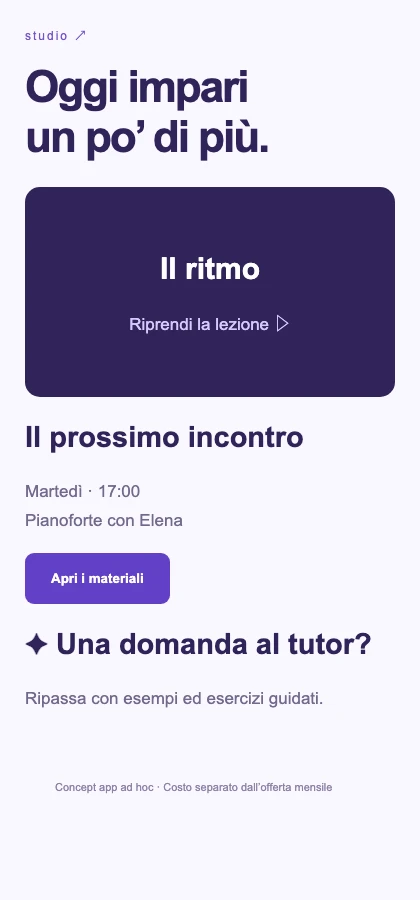 Anteprima dell’app Istruzione e formazione — concept da sviluppare