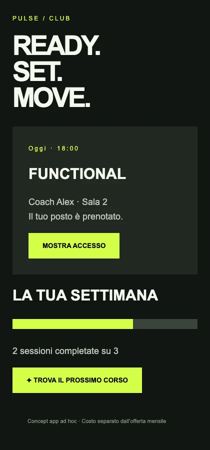 Anteprima dell’app Palestre — concept da sviluppare