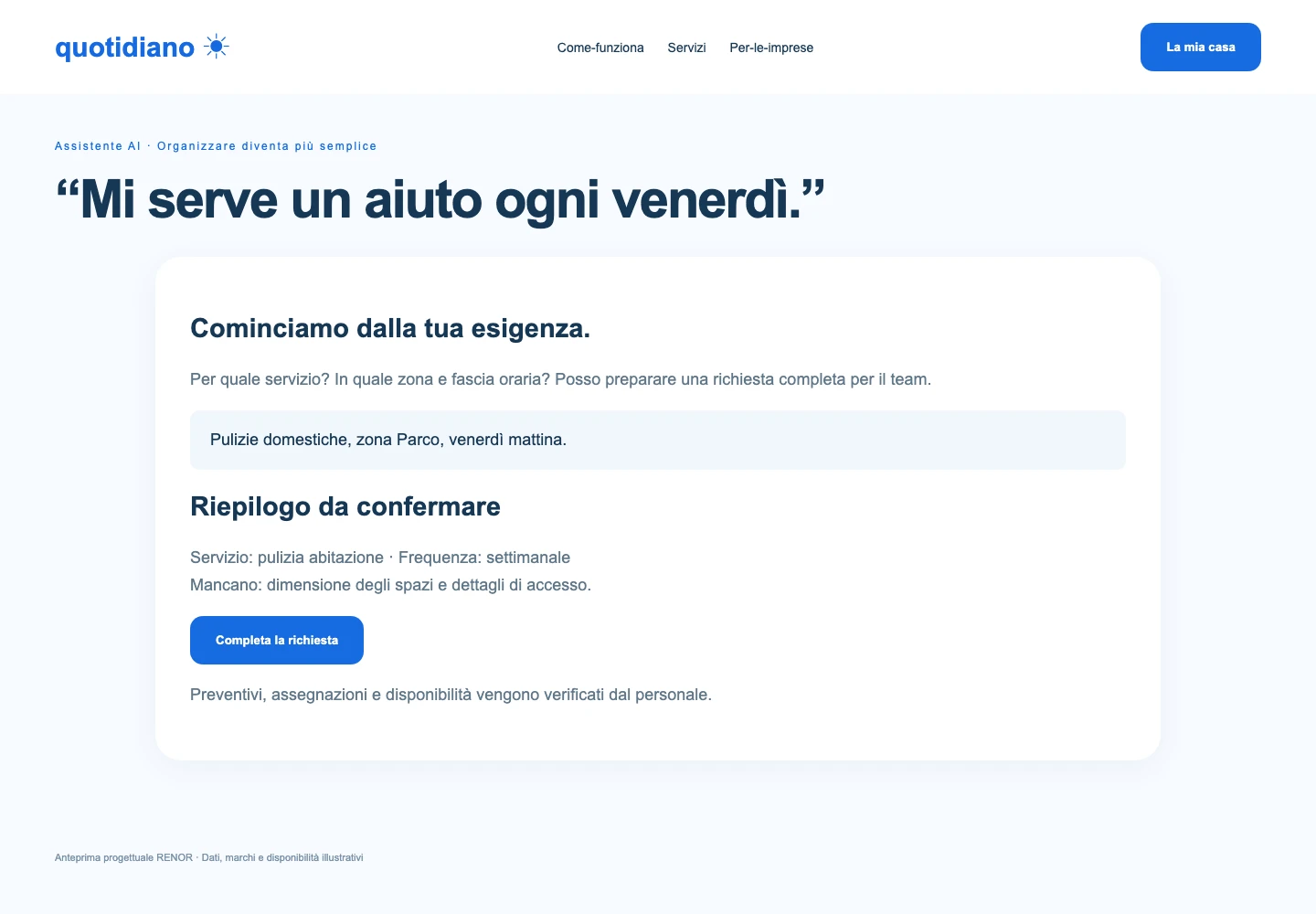 Assistente AI — schermata dimostrativa