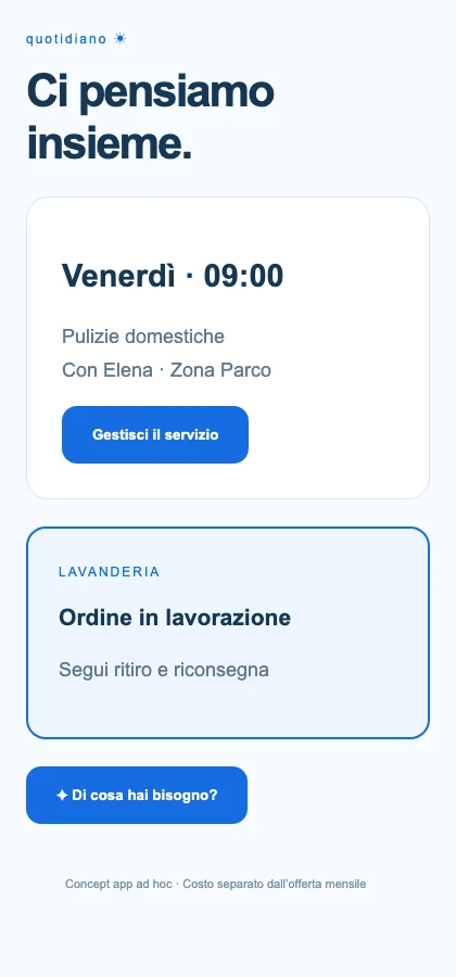 Anteprima dell’app Servizi alla persona — concept da sviluppare