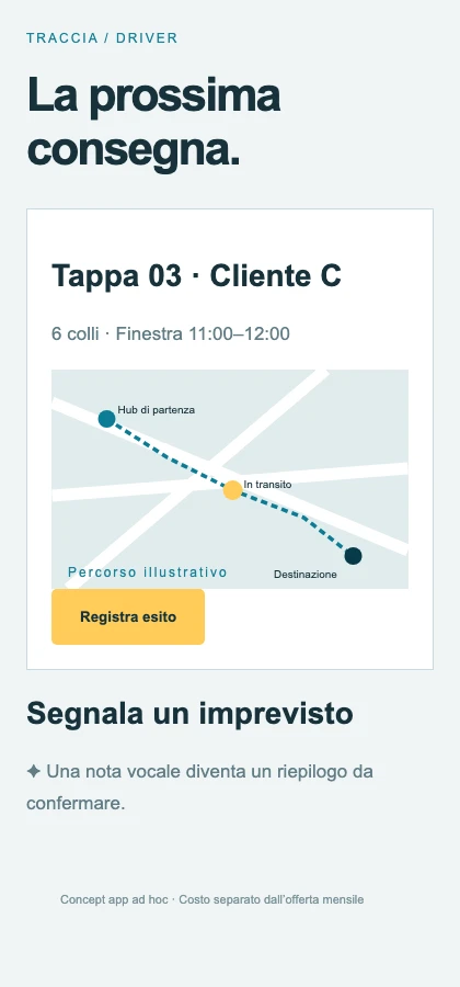 Anteprima dell’app Trasporti e logistica — concept da sviluppare