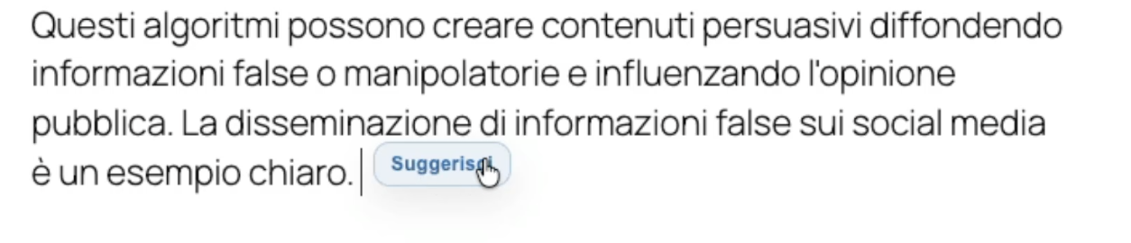 Pulsante Suggerisci nella modalità manuale