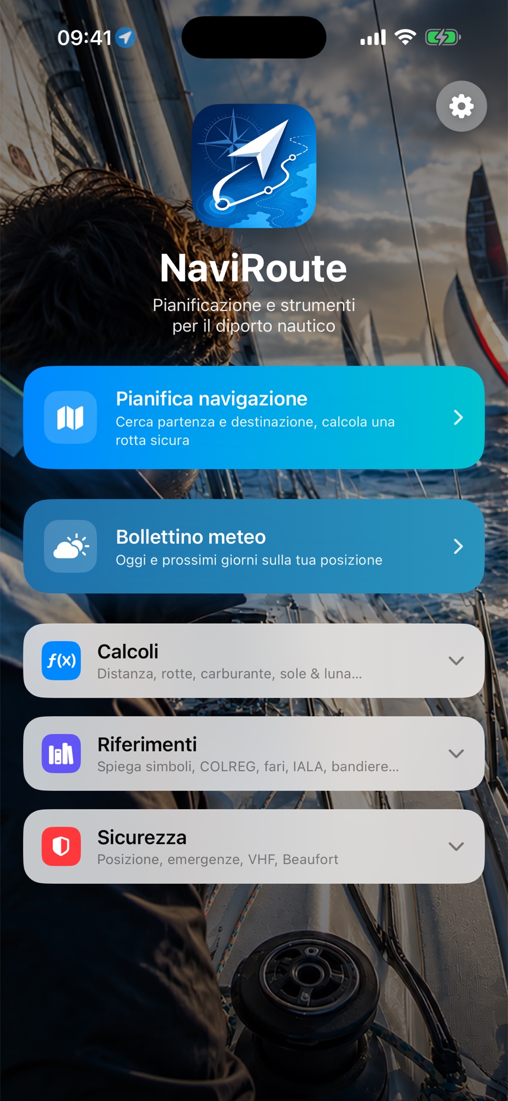 NaviRoute home screen